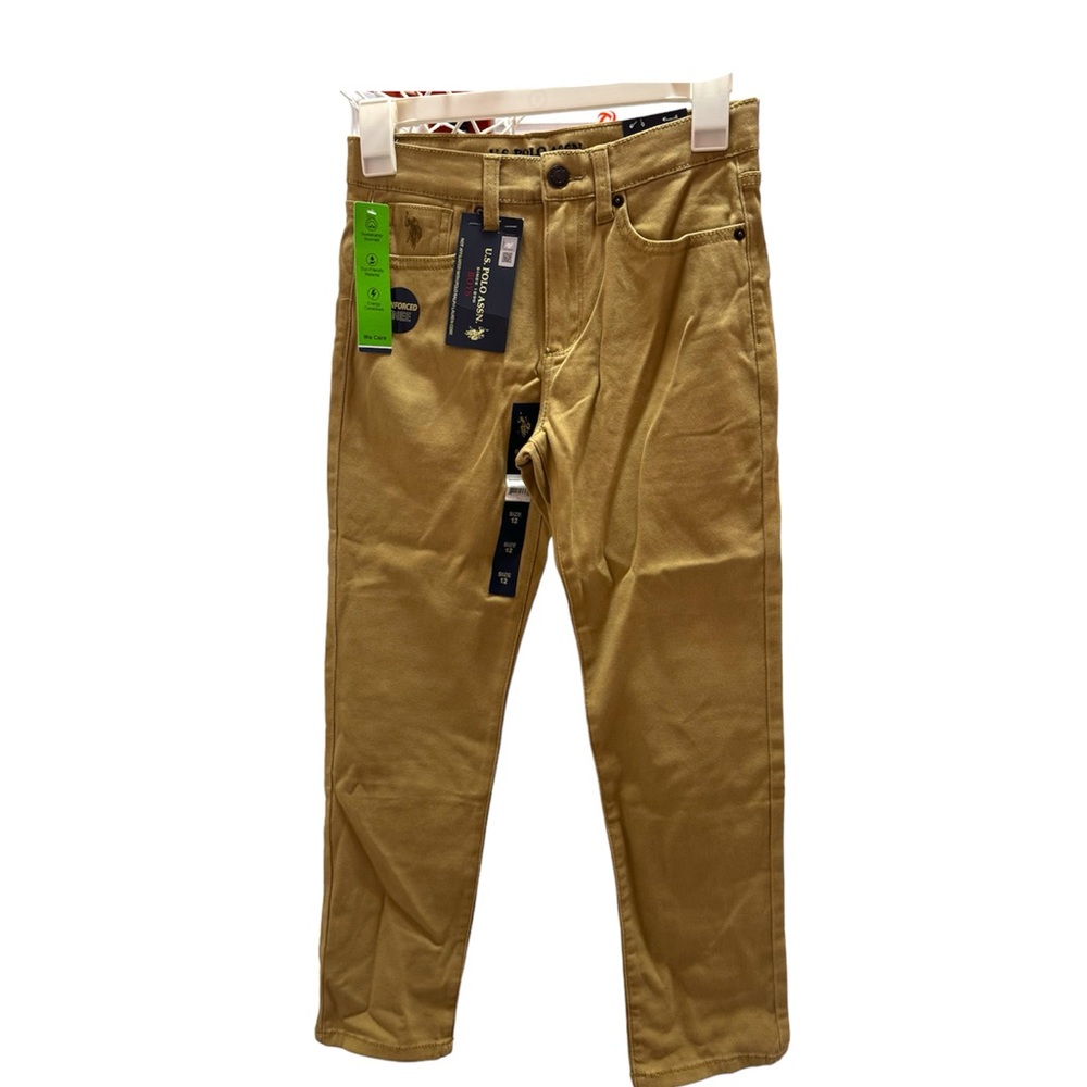 NWT Boys US Polo Assn reinforced knee khaki pants. Size 12